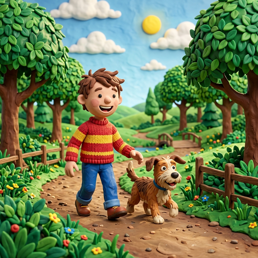 Claymation art style example showing a 3D clay-sculpted character look